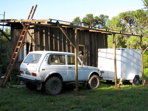 Trailer in it's new location under south extension.jpg
